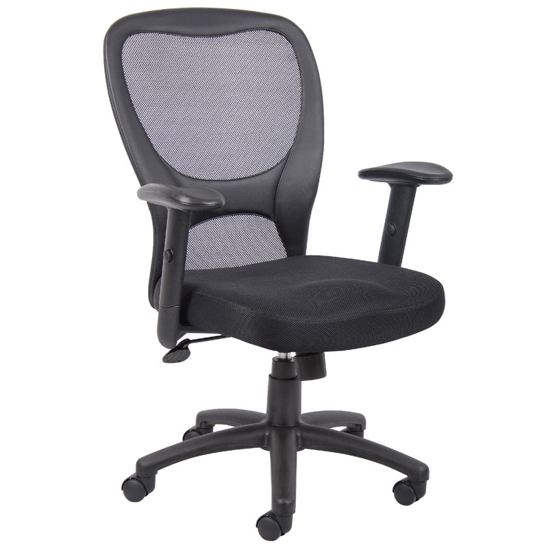 Lene Everyday Task Chair, Black Caressoftplus Vinyl, Adjustable Arms