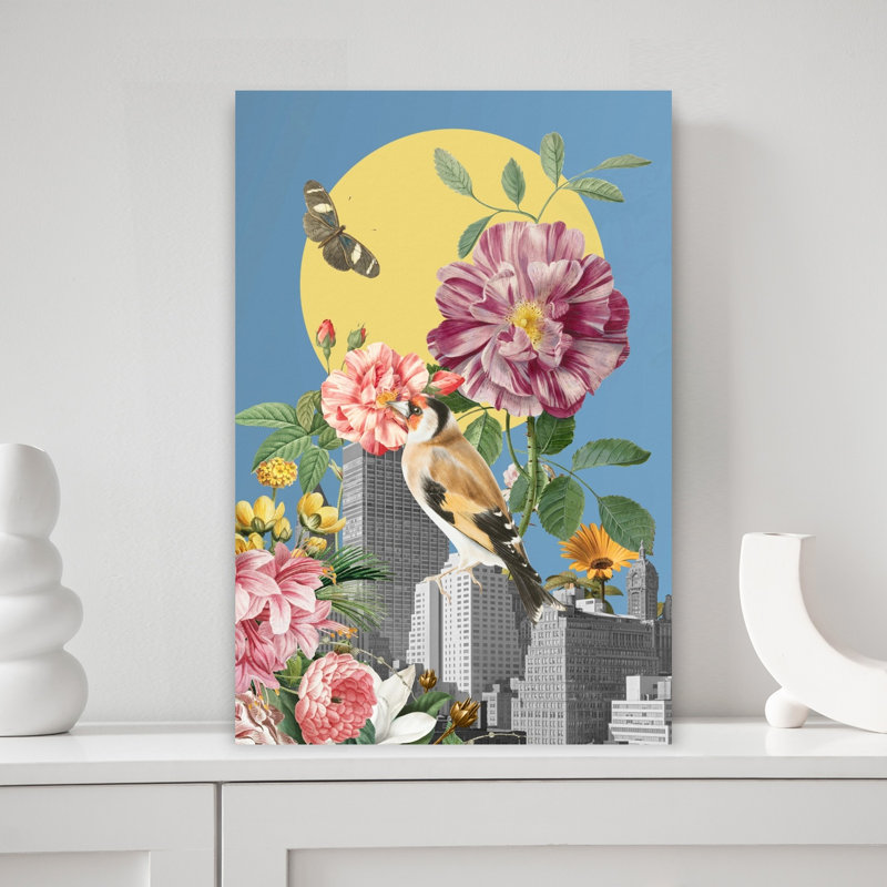 Goldfinch City Blooms 1 Piece Wrapped Canvas Wall Art, 45.72 cm H x 30.48 cm W