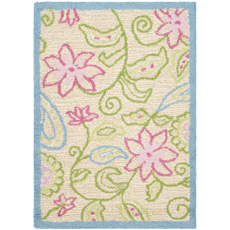 Tapis ivoire / bleu touffeté à la main Claro, Rectangle 2 pi x 3 pi