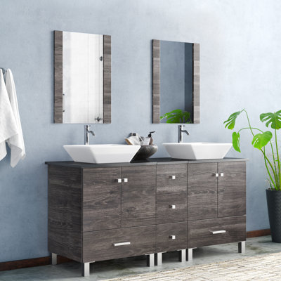 Ensemble de meuble-lavabo double 61,5 po avec miroir Barbonne