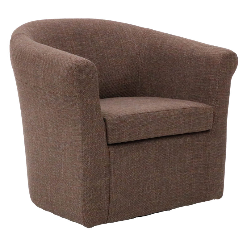 Anstett Upholstered Swivel Barrel Chair, Brown Polyester Blend