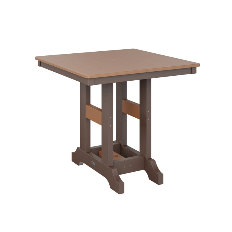 Garden Classic Outdoor Square Bar Table, Chocolate Brown, Cedar, 35.5" H x 33" W x 33" D
