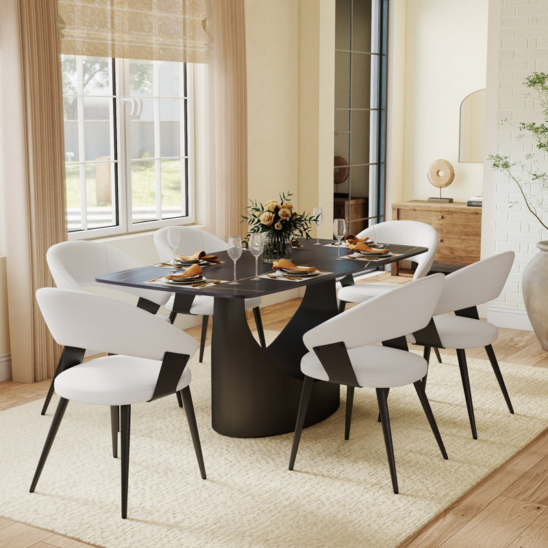 Table de salle à manger Aliyas, Noir, Noir, H 29,53 po x L 70,9 po x l 35,4 po