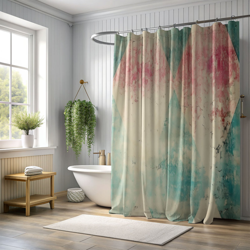 Rideau de douche Teal Vintage - Premium, H 74 po x l 71 po