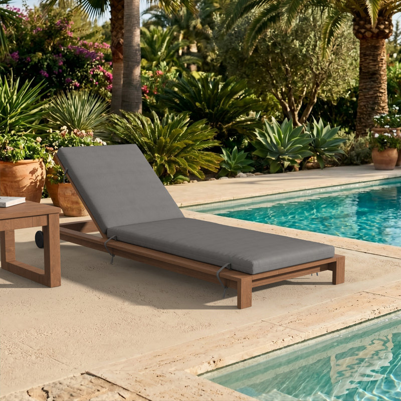Lani Sunbrella® Outdoor Chaise Lounge Cushion, 25" W x 79" D, Sunbrella Bliss Smoke