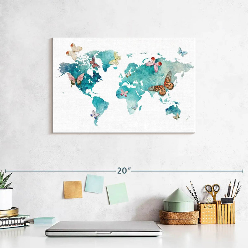 Carte du monde des papillons Aliaz, H 8 po x l 12 po