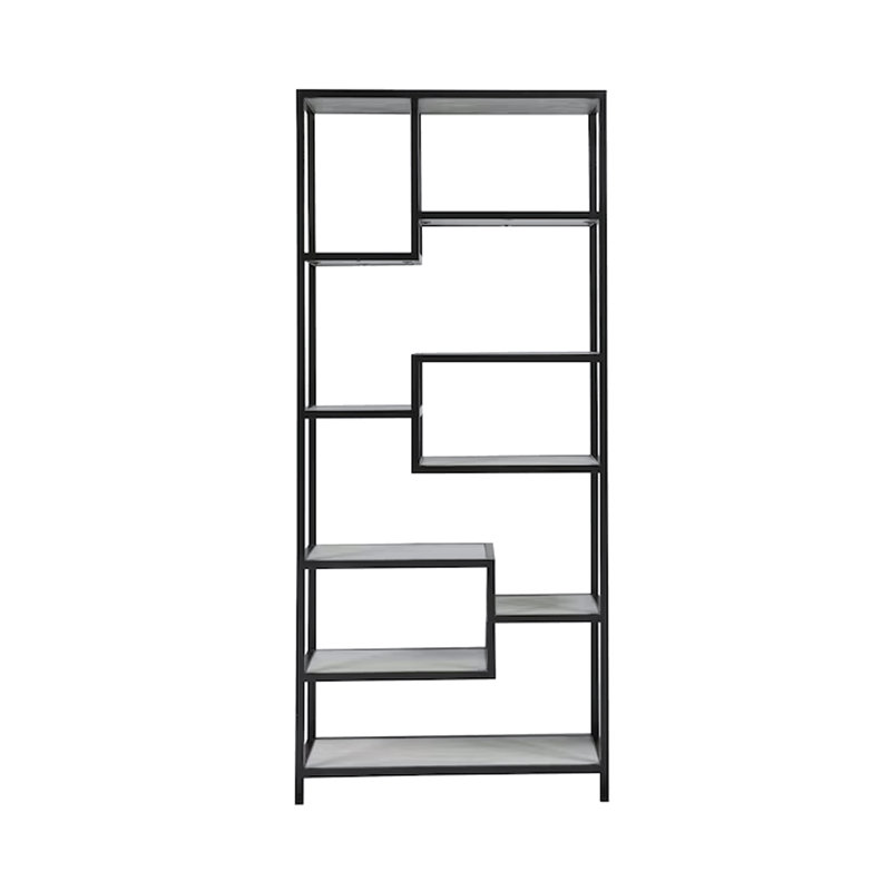 Brown Metal and White Wood Etagere, White