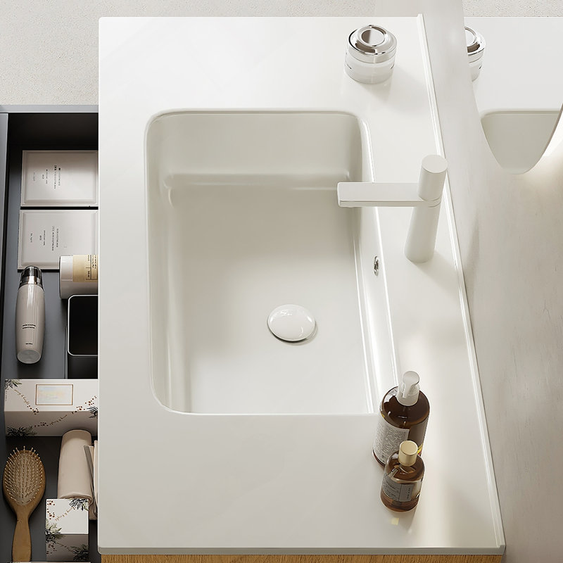 36" Bathroom Countertop With  White Ceramic Basin, NO Cabinet