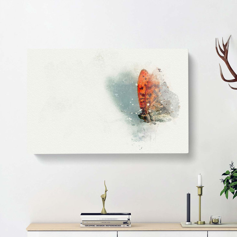 Orange Butterfly On A Thistle In Abstract - Wrapped Canvas, 40cm H x 60cm W x 3cm D