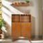 Armoire à vin rustique avec porte-verre et tablette réglable, buffet de cuisine pour le rangement de la salle à manger de style campagnard