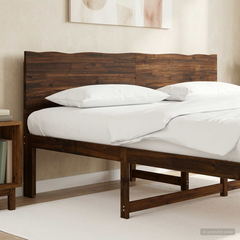 Solid Wood Headboard, 91cm H x 79cm W x 3.6cm D, Dark Brown