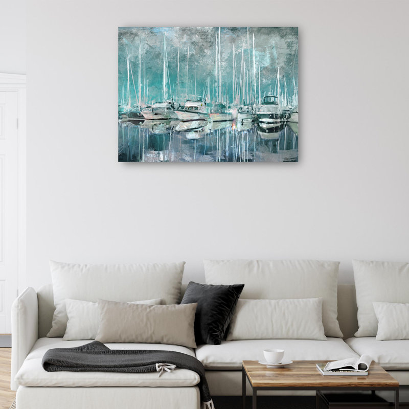 Impression sur toile, "Harbor Mâts" par Studio Arts, Toile tendue, H 11 po x l 14 po x P 1,5 po