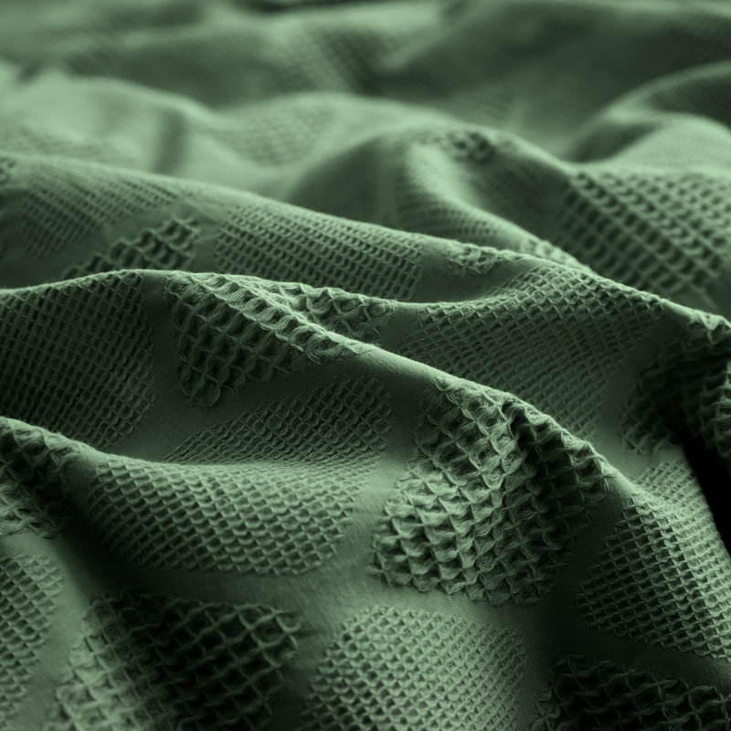 100% Cotton Waffle Weave Duvet Cover Set, Queen, Olive Green