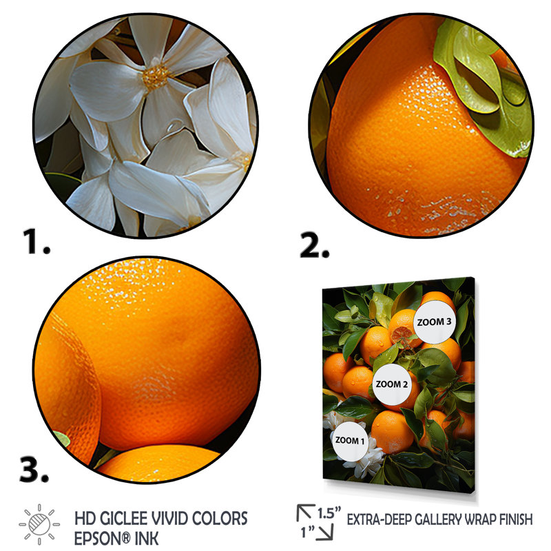 «Datril Tangerine Tango Bouquet III», reproduction sur toile, H 40 po x l 30 po x P 1,5 po, Cadre flottant noir