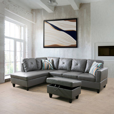 Andelina 3 - Piece Vegan Leather Sectional