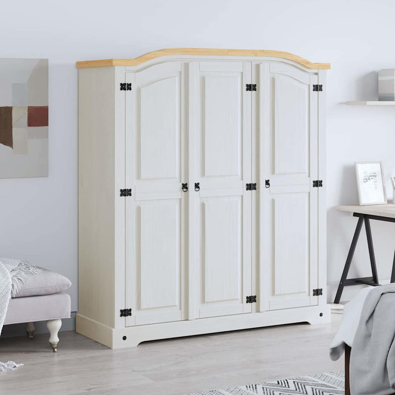 Lonepine 3 Door Solid Wood Wardrobe, White