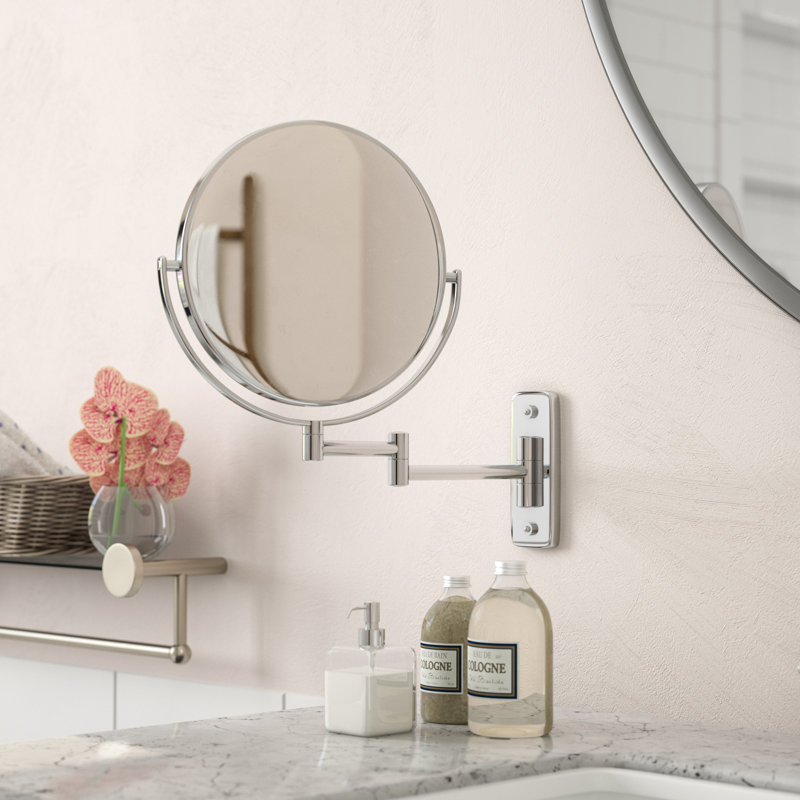 8" Chrome Steel Wall Mounted Double Sided Vanity Mirror
