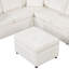 Canapé-lit modulaire en chenille crème avec repose-pieds USB et rangement-2133417660