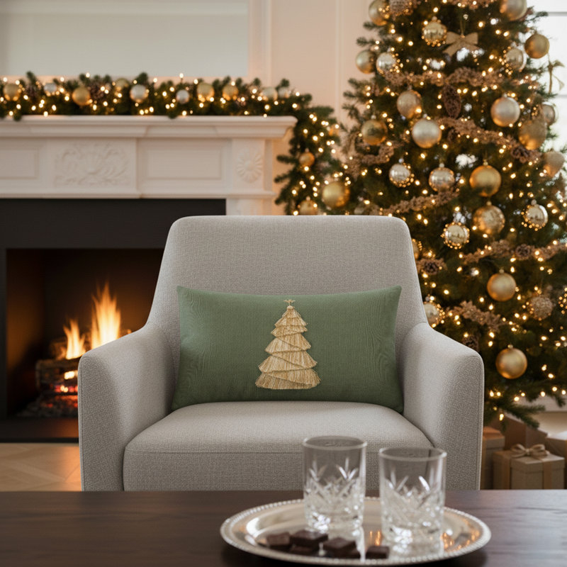 Fraser Fir Ruby Square Indoor/Outdoor Pillow Cover & Insert, Rectangle 12"H x 20"W, Fern