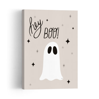 Hey Boo Ghost Classic Whimsical Abstract Landscape Nature Wall Art Print 1 Piece Wrapped Canvas Wall Art