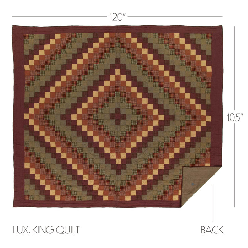 Heritage Farms Farmhouse / Country Cotton Patchwork Quilt, Oversized King Quilt