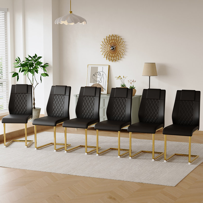 Chaises de salle à manger modernes, 6, Doré, Noir