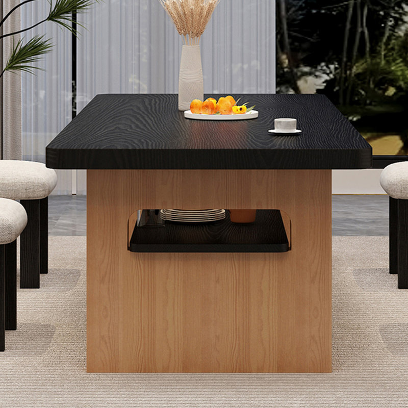 Ensemble de table à manger moderne simple en bois massif noir, H 29,5 po x L 70,8 po x l 33,4 po