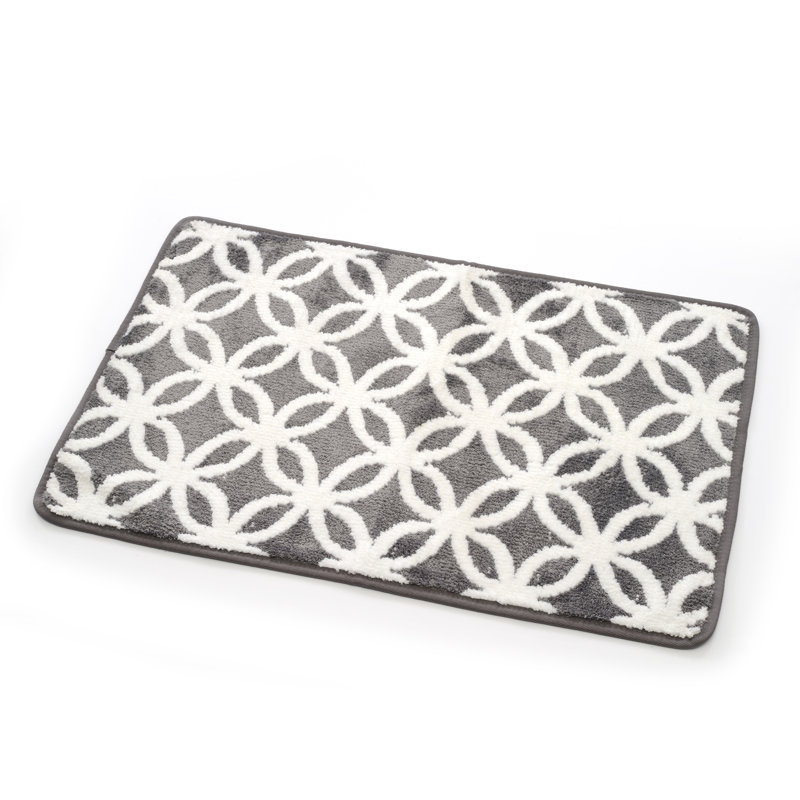 Tapis pour salle de bain en polyester à poils de bonneterie ultra-pelucheux Pizano, Gris