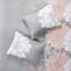 6 pièces de courtepointe, gris / pêche, double / grand, imprimé en coton, design réversible, chaleureux et élégant, 3 coussins décoratifs imprimés en coton 6 pièces, élégance,-131204843-131204842