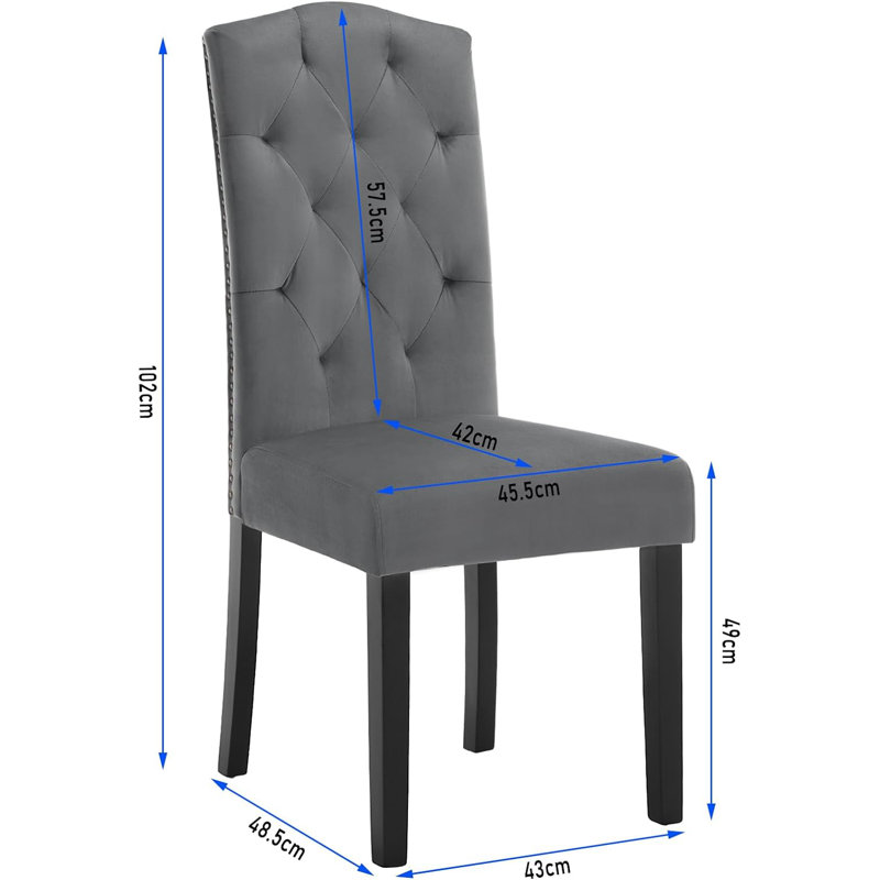 Norge 49cm H Velvet Upholstered Parsons Chair, Dark Grey Velvet