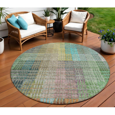 Tapis rond bleu 8 po