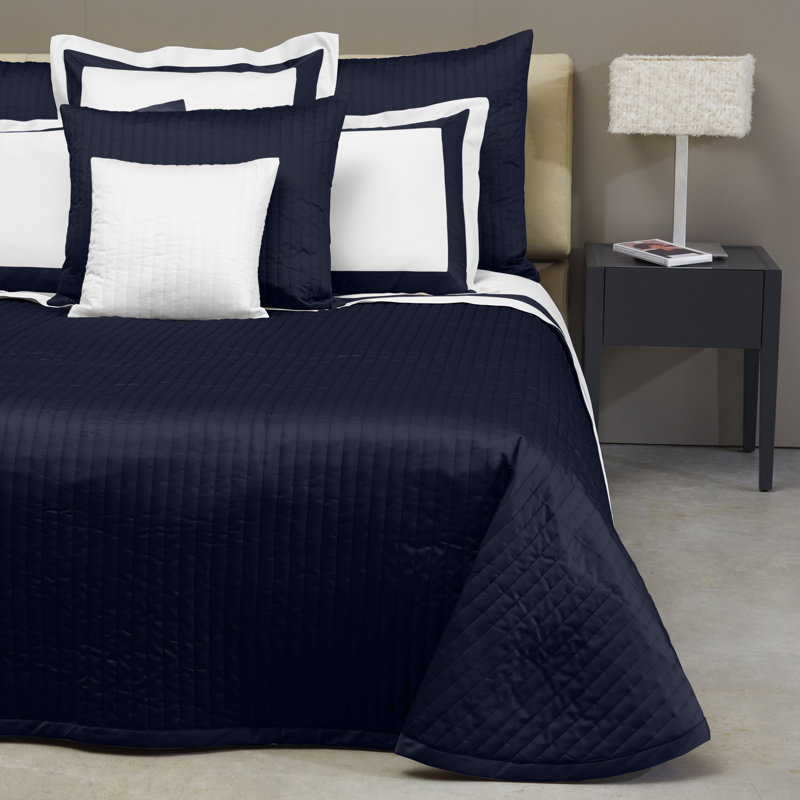 Siena Channel 100% Cotton Zipper Sham, Queen Sham, Midnight Blue