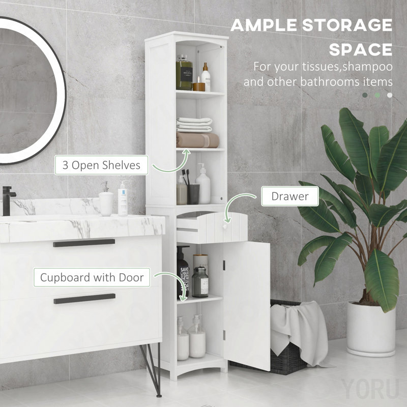 Armoire de rangement pour salle de bain, unité de rangement autoportante pour salle de bain