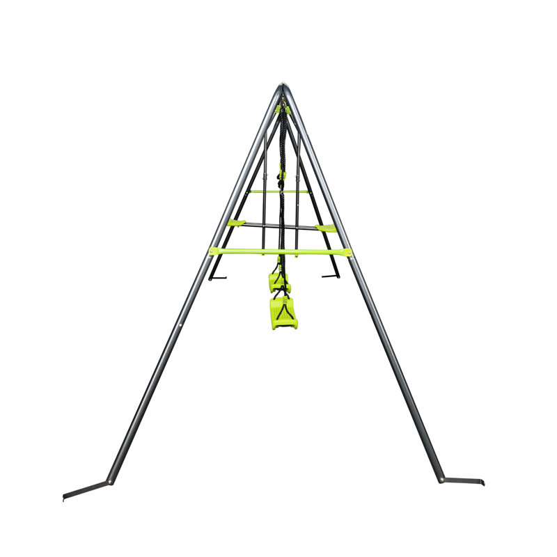 Balançoire d'extérieur pour 3 personnes et plus: structure en métal lime d'une capacité de 440 lb et chic tendance