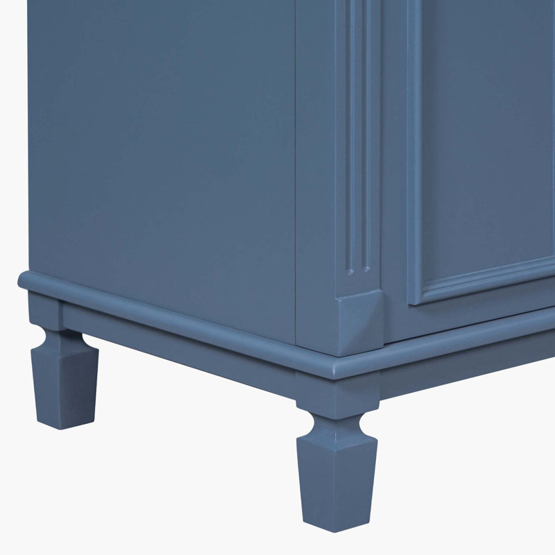 35.9'' Single Bathroom Vanity with Ceramic Top, Blue