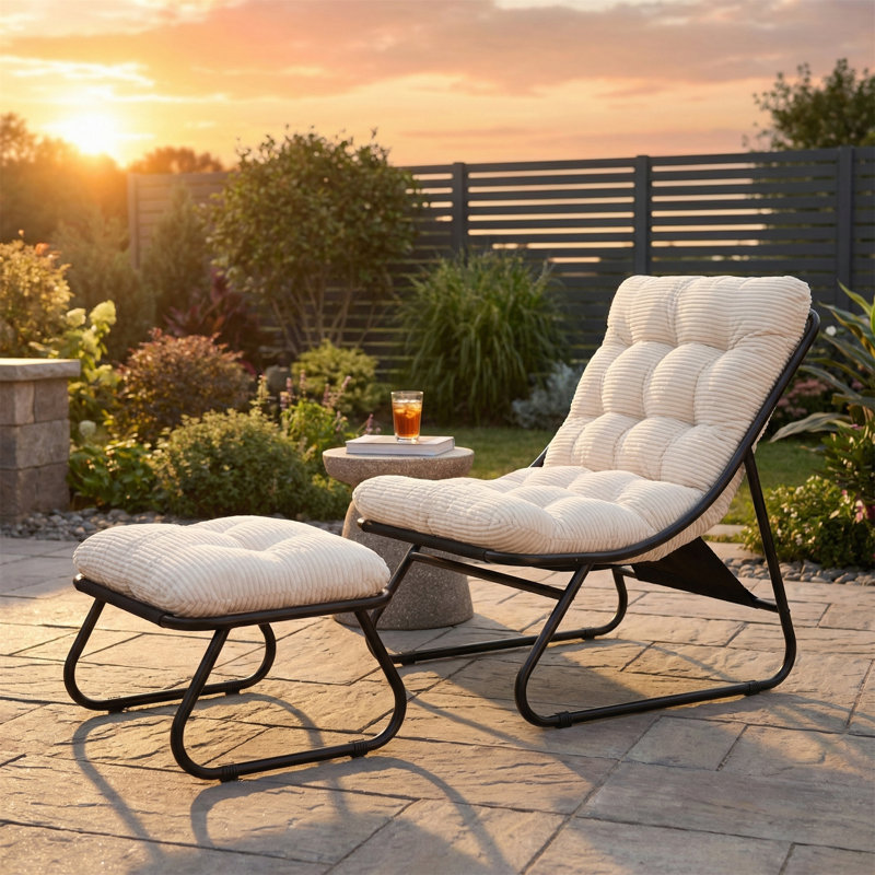 Fauteuil inclinable avec repose-pieds Sling, Blanc
