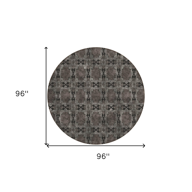 Tapis d'intérieur rond antidérapant rond 8 pi gris et noir