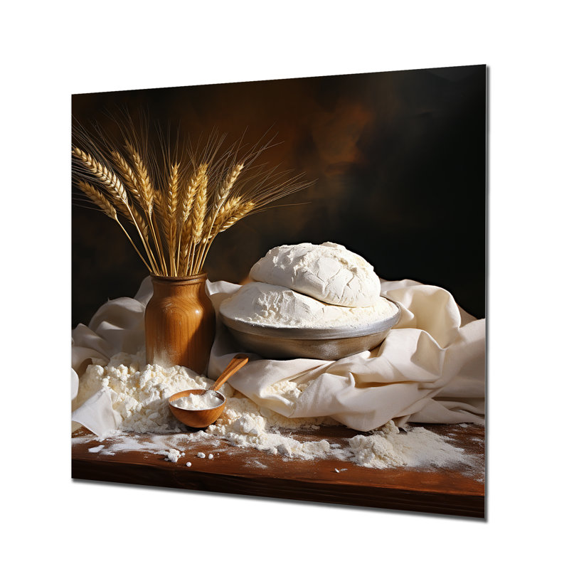 Baroque French Backery Flour Wheat Flour V - Boulangerie / pâtisserie, art mural en métal, H 16 po x l 16 po x P 1 po