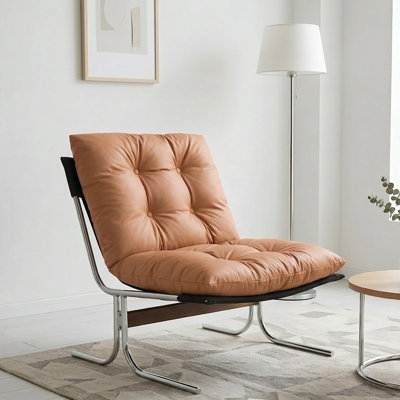 Modern Accent Chair High Back Lounge Chair with Metal Frame Soft Cushioned Seating for Living Room Bedroom Office