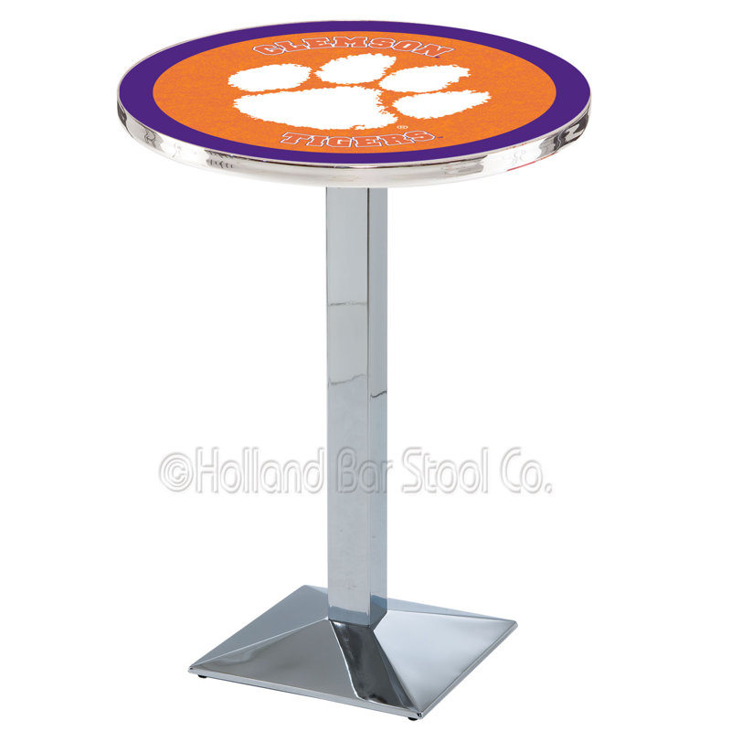 Round Metal Base Dining Table, Chrome, Clemson