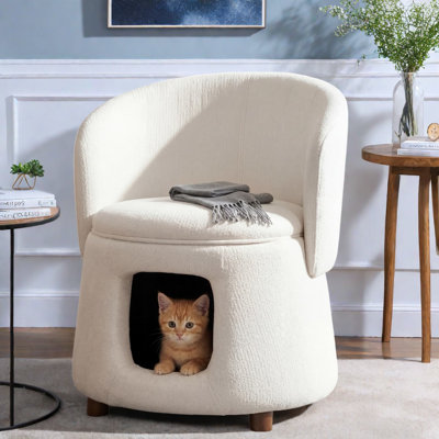 Chaises d'appoint avec rangement, coin pour animaux en bois d'acacia, maison compacte moderne