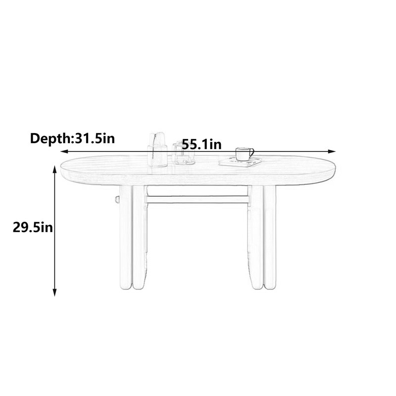 Table ovale en chêne crème French French, H 29,5 po x l 55,1 po x P 31,5 po