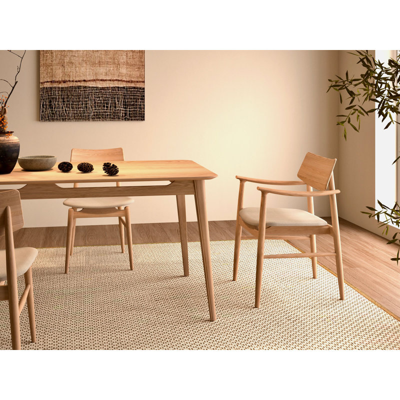 Isabella Mid Century Light Oak Dining Table with Walnut and Leather Chairs