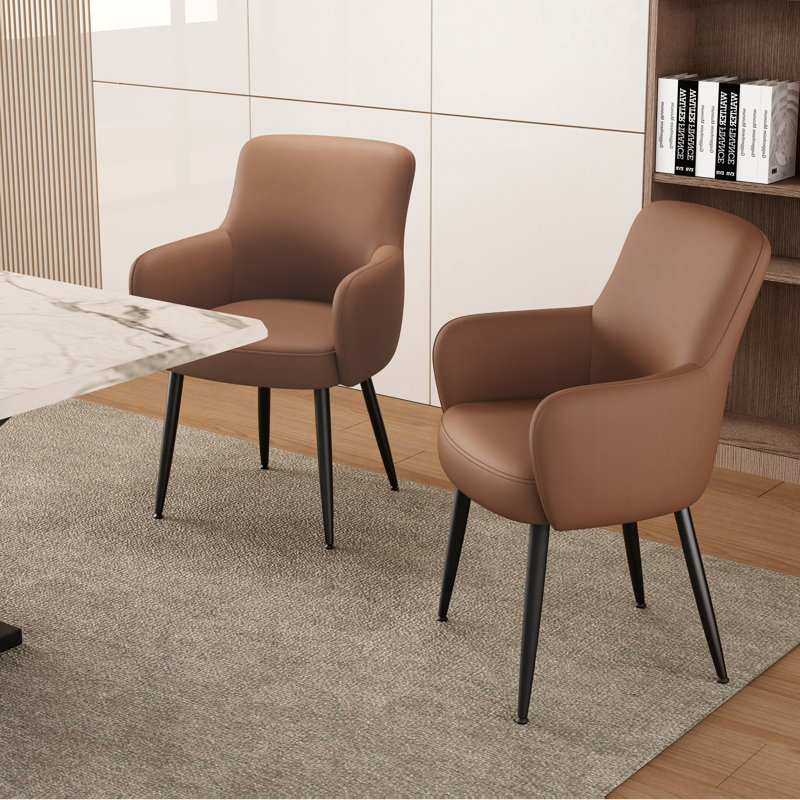 Modern and Contemporary Faux Leather Dining Chairs, Brown