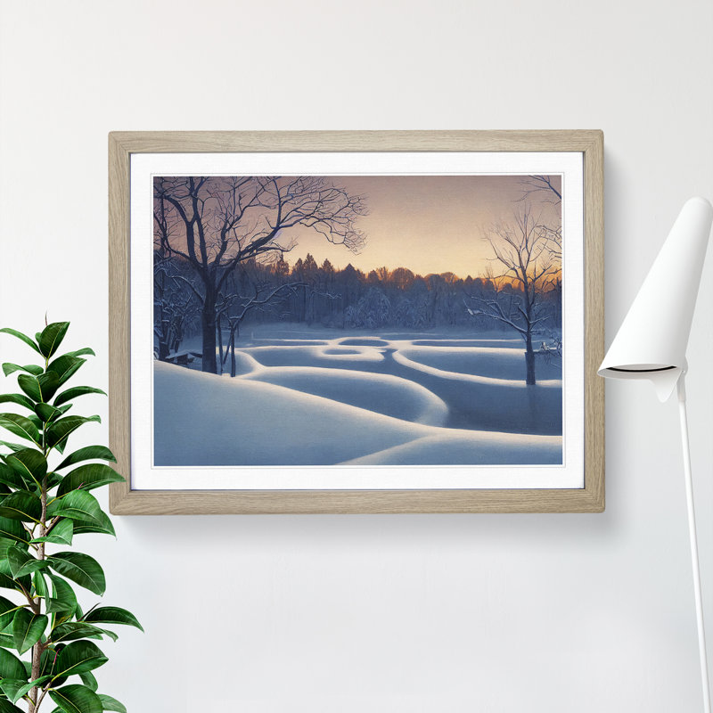 XH1022-10188X Winter Forest Landscape Vol.4 - Single Picture Frame Print, 25cm H x 34cm W x 2cm D, Oak