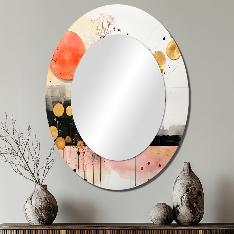 Escape To Serenity Vintage - Aquarelle or rose - Miroir mural moderne, 40 po x 30 po