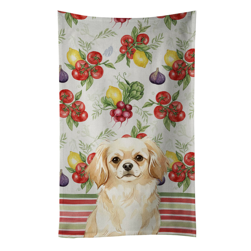 Serviette de cuisine crème à épagneul tibétain crème, Cream Tibetan Spaniel