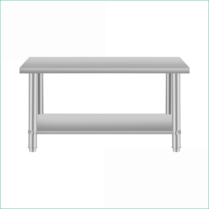 Table basse en acier inoxydable de 48 po x 24 po avec tablette inférieure pour le salon / restaurant, facile à nettoyer et amp; Surface spacieuse