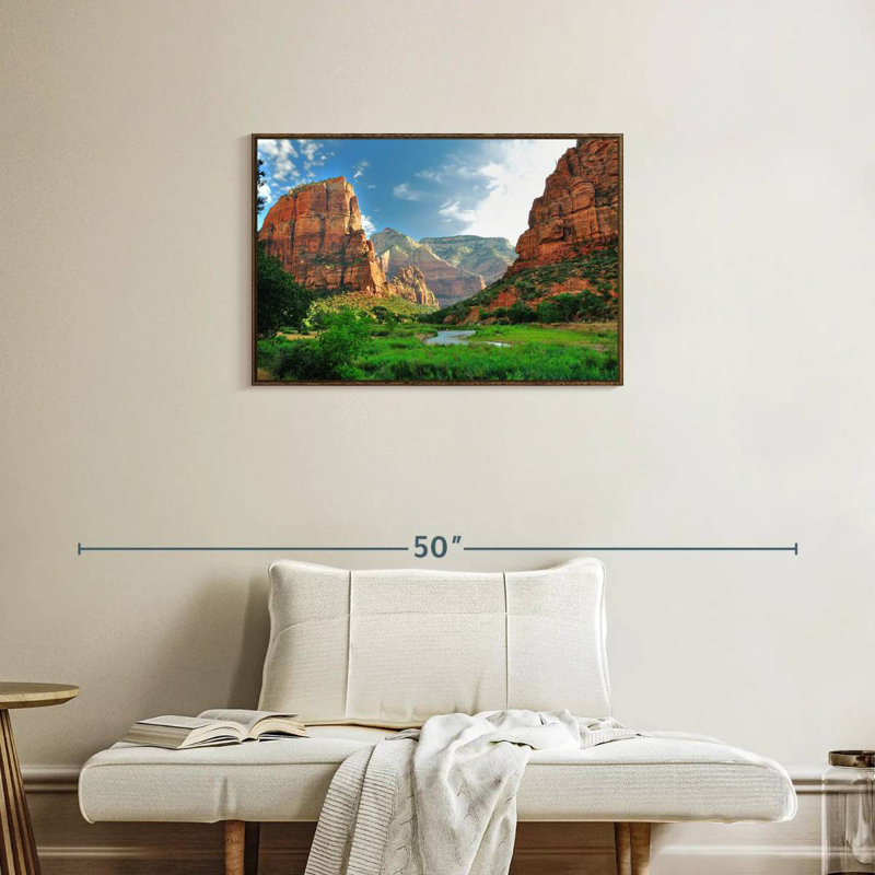 Canyons du parc national de Zion, Cadre flottant noyer, 31 po x 21 po