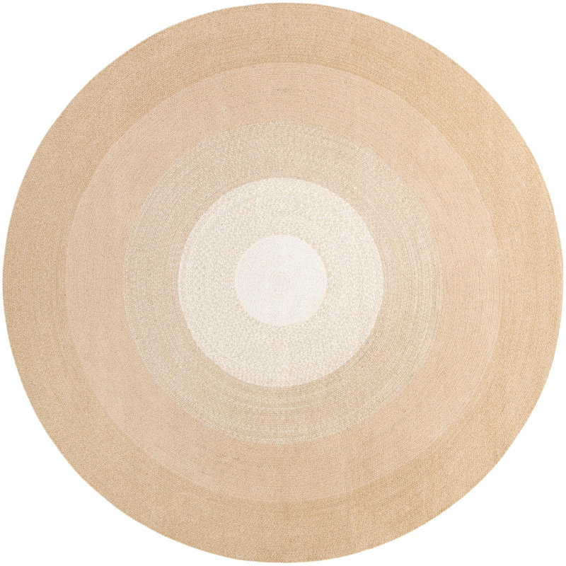  Ombre Hand Braided Wool Rug, Ivory, Round 7'10"
